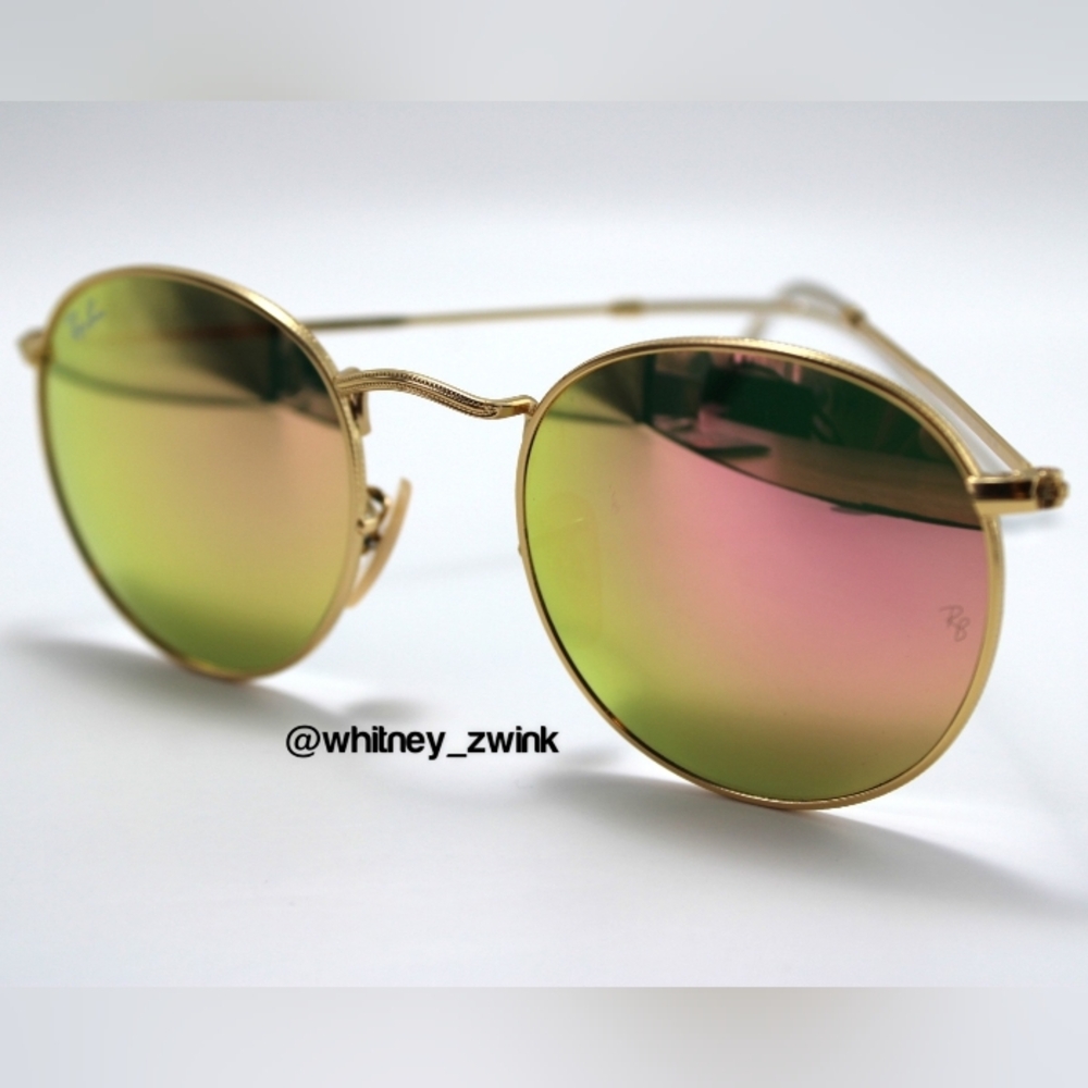Model Display Ray-Ban Round Metal Pink Mirror RB3447 50 - Picture 9 of 17